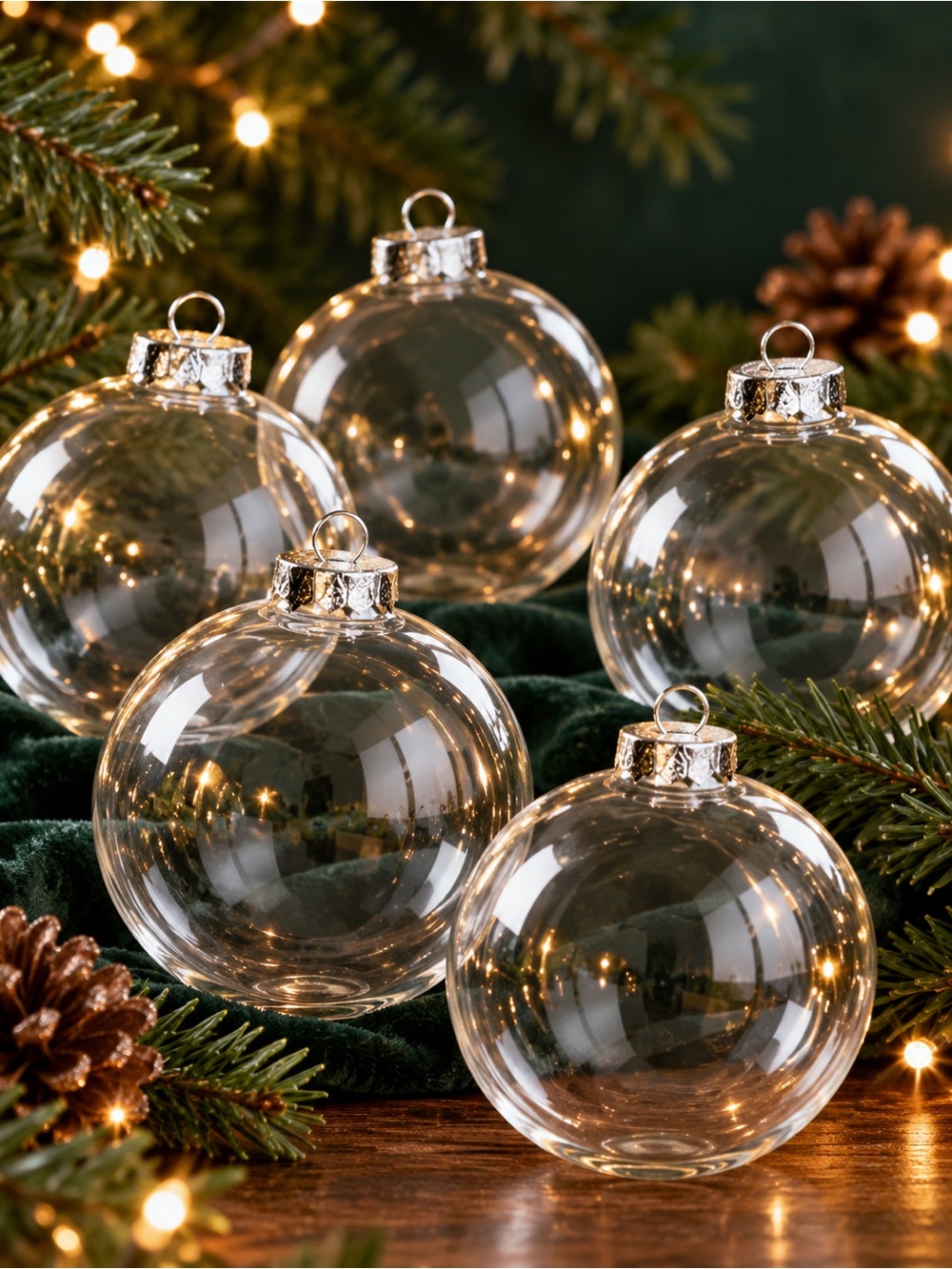 DIY - 10 Clear Fillable Christmas Ornament Balls DIY Craft Lot